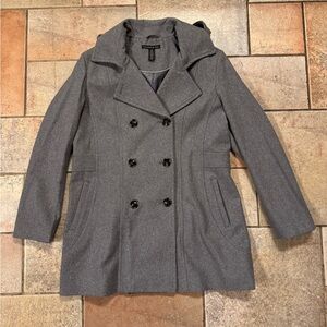 Preston & York Women’s Gray Wool Blend Pea Coat with Removable Hood Size X-Large